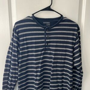 Old navy blue with Grey stripe Henley size M